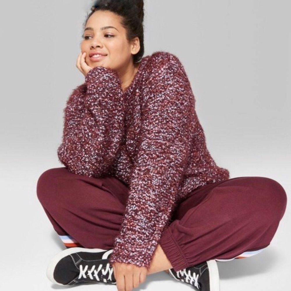Wild Fable Red Crew Neck Confetti Sweater